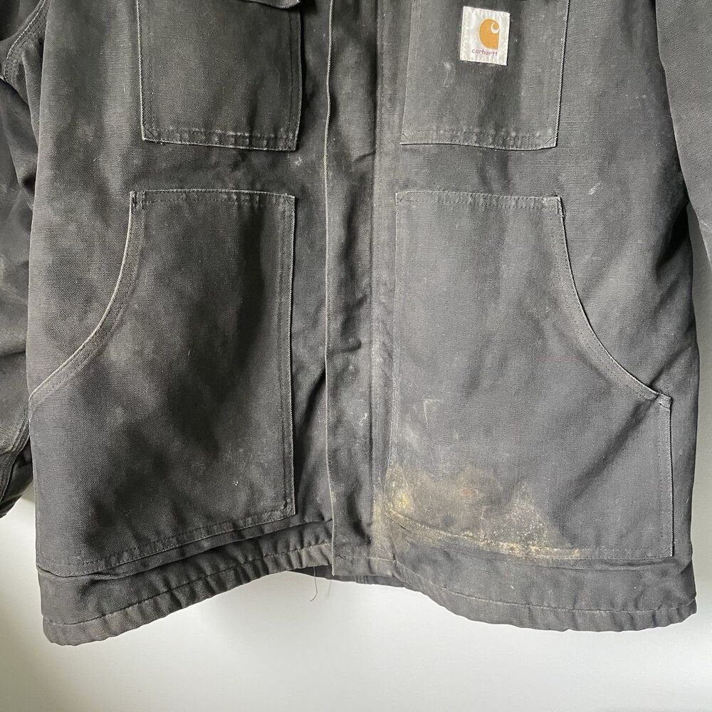 Carhartt Vintage 1990's Blanket Lined Chore Jacket Work Coat Black Men's Size XL - Picture 10 of 16